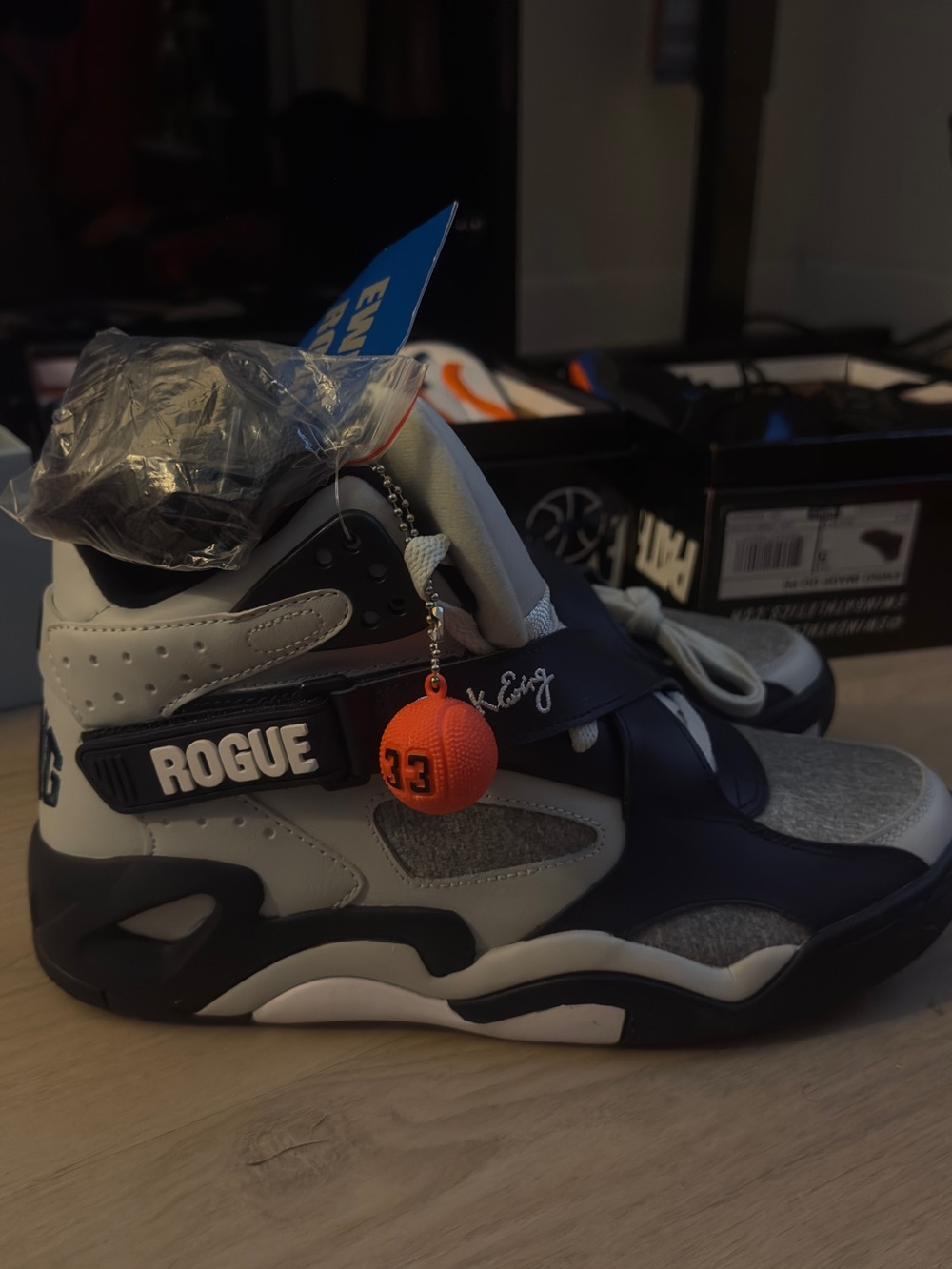 Ewing Athletic Rogue High-Top Basketball Shoes in Gray and Navy